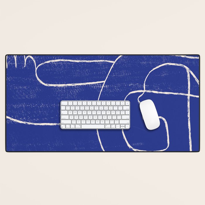 Abstract line art Figure 7  Cobalt Blue Desk Mat Gallery Image 1