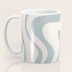 Liquid Swirl Abstract Pattern in Light Blue-Gray and Cream Coffee Mug Gallery Image 3