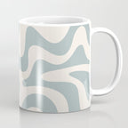 Liquid Swirl Abstract Pattern in Light Blue-Gray and Cream Coffee Mug Gallery Image 1