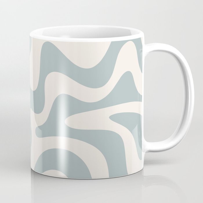 Liquid Swirl Abstract Pattern in Light Blue-Gray and Cream Coffee Mug Gallery Image 1