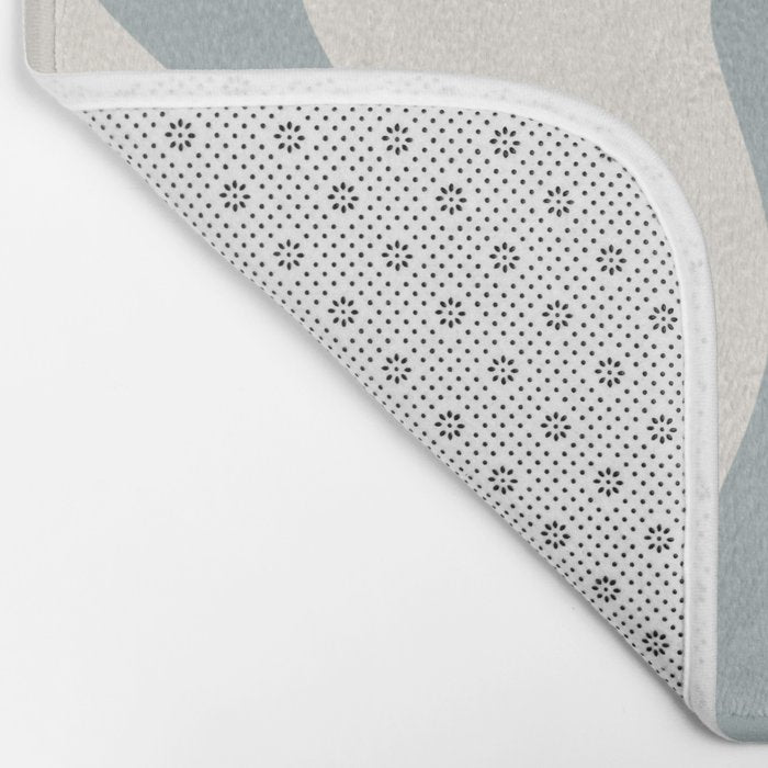 Liquid Swirl Abstract Pattern in Light Blue-Gray and Cream Bath Mat Gallery Image 2