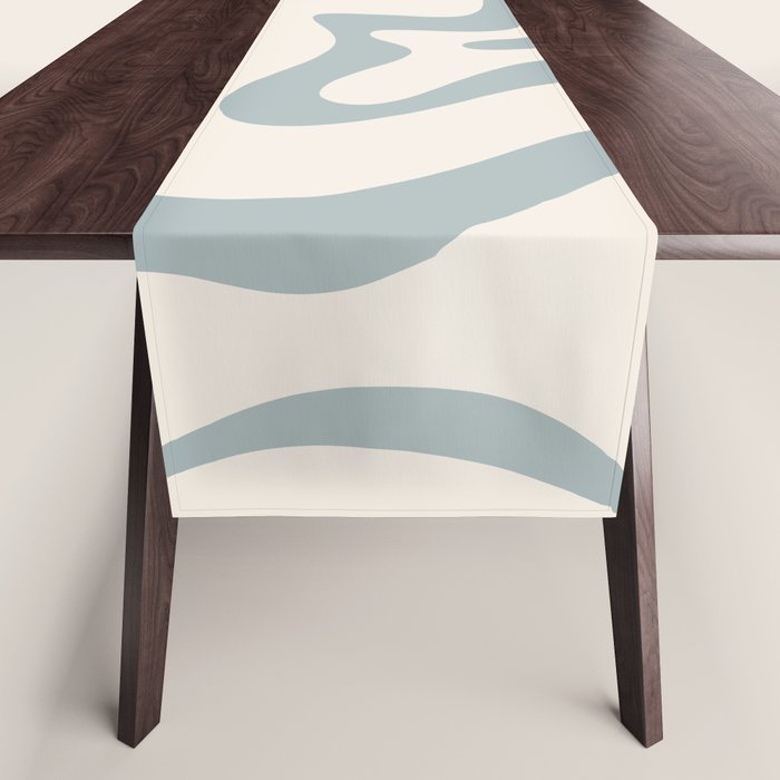 Liquid Swirl Abstract Pattern in Light Blue-Gray and Cream Table Runner Gallery Image 1