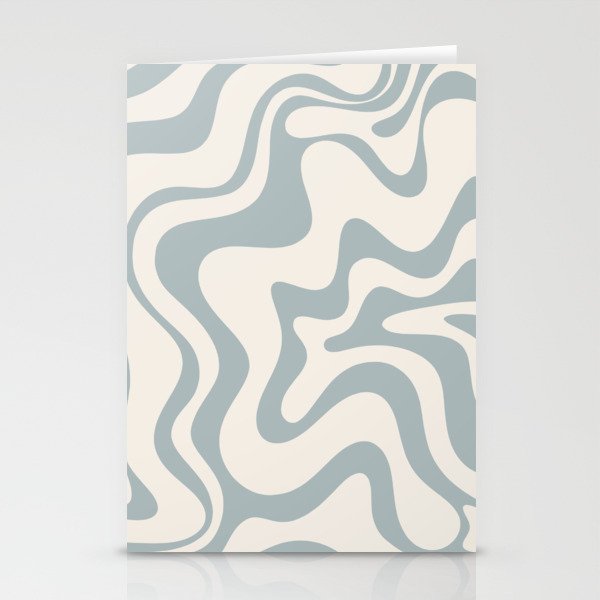 Liquid Swirl Abstract Pattern in Light Blue-Gray and Cream Stationery Card Gallery Image 2