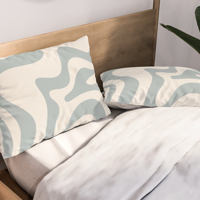 Liquid Swirl Abstract Pattern in Light Blue-Gray and Cream Pillow Sham Gallery Image 2