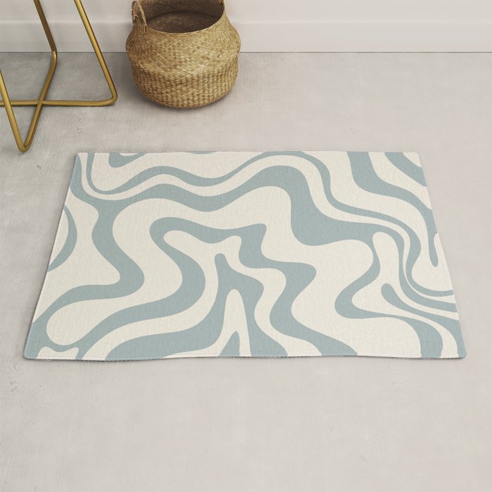 Liquid Swirl Abstract Pattern in Light Blue-Gray and Cream Rug Gallery Image 1