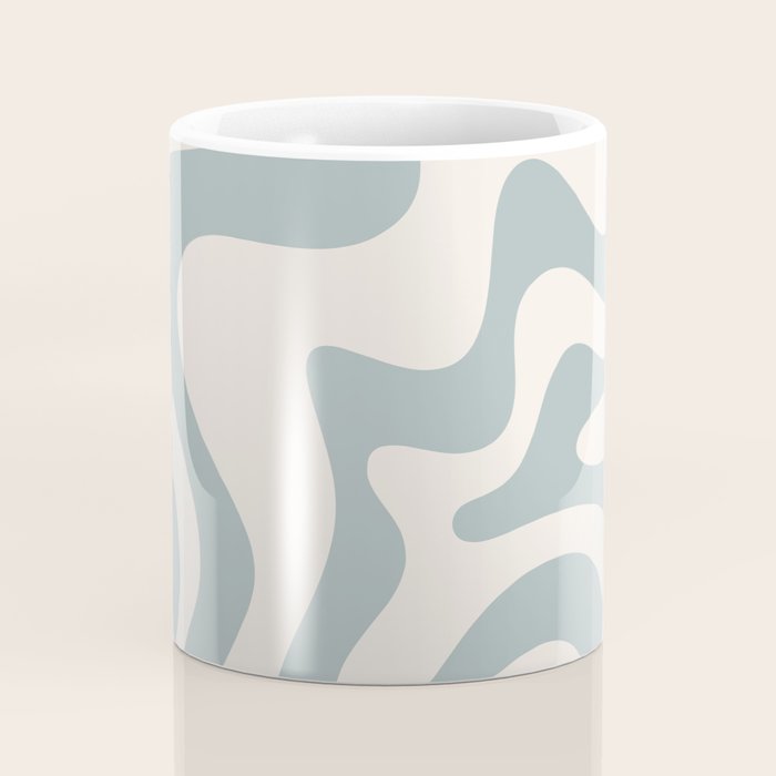 Liquid Swirl Abstract Pattern in Light Blue-Gray and Cream Coffee Mug Gallery Image 4