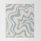 Liquid Swirl Abstract Pattern in Light Blue-Gray and Cream Throw Blanket Gallery Image 2