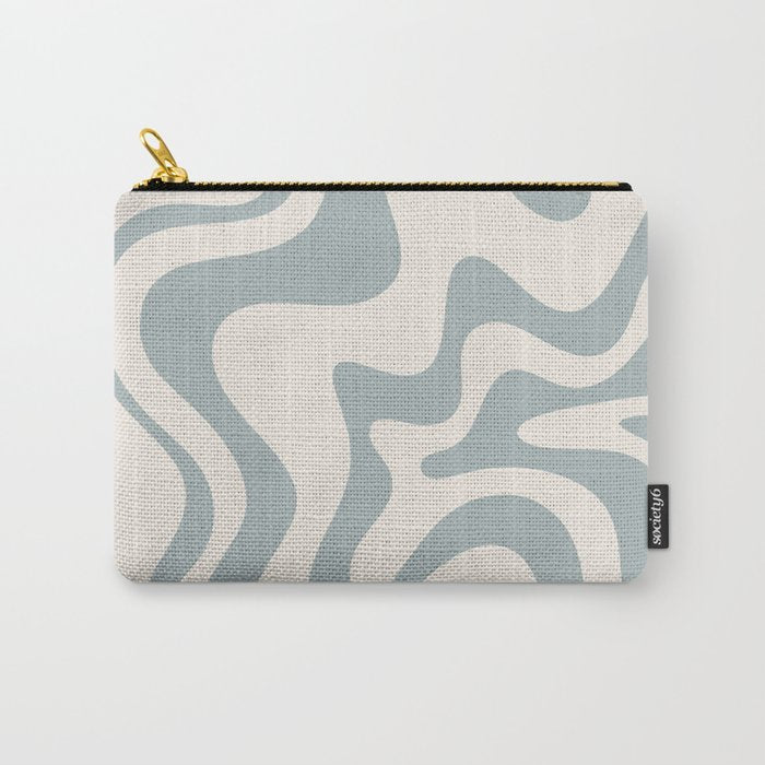 Liquid Swirl Abstract Pattern in Light Blue-Gray and Cream Carry All Pouch Gallery Image 1