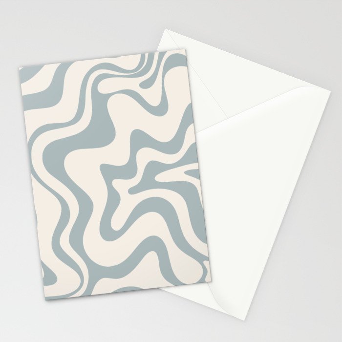 Liquid Swirl Abstract Pattern in Light Blue-Gray and Cream Stationery Card Gallery Image 2