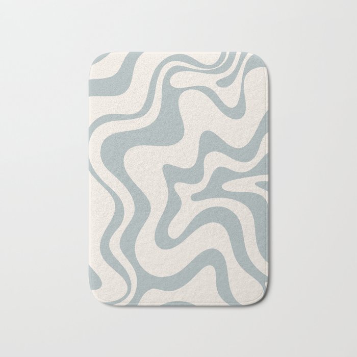 Liquid Swirl Abstract Pattern in Light Blue-Gray and Cream Bath Mat Gallery Image 1