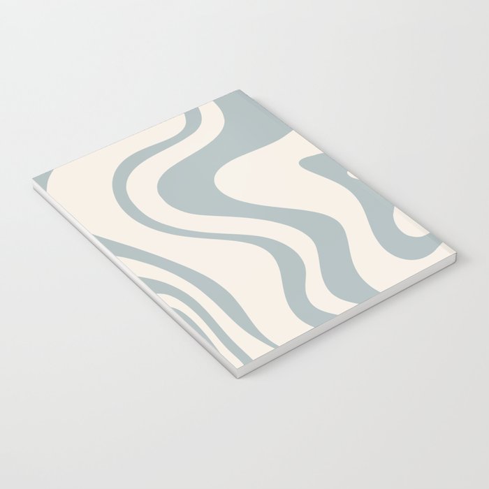 Liquid Swirl Abstract Pattern in Light Blue-Gray and Cream Notebook Gallery Image 3