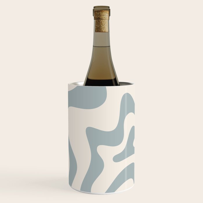 Liquid Swirl Abstract Pattern in Light Blue-Gray and Cream Wine Chiller Gallery Image 1