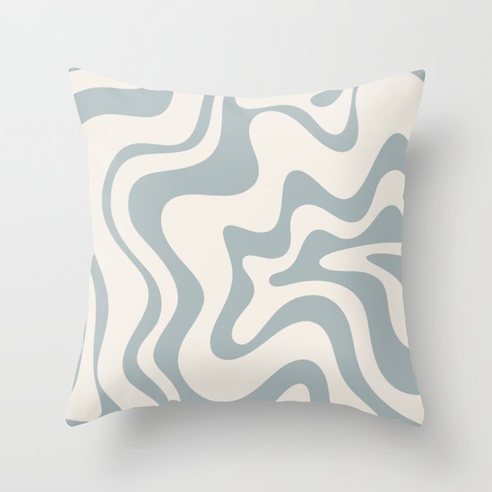 Liquid Swirl Abstract Pattern in Light Blue-Gray and Cream Throw Pillow Gallery Image 1