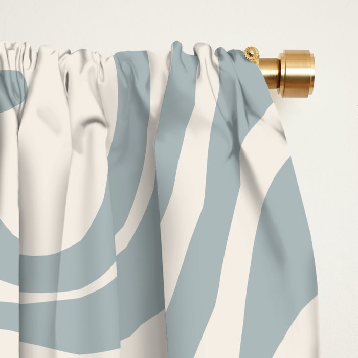 Liquid Swirl Abstract Pattern in Light Blue-Gray and Cream Window Curtain Gallery Image 2