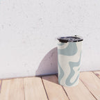 Liquid Swirl Abstract Pattern in Light Blue-Gray and Cream Travel Mug Gallery Image 4