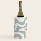 Liquid Swirl Abstract Pattern in Light Blue-Gray and Cream Wine Chiller Gallery Image 3