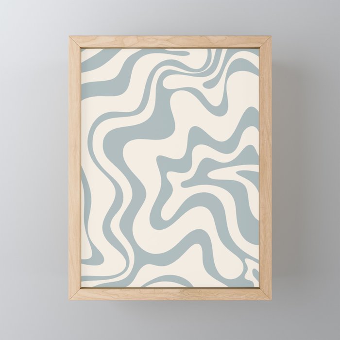 Liquid Swirl Abstract Pattern in Light Blue-Gray and Cream Mini Art Print Gallery Image 1