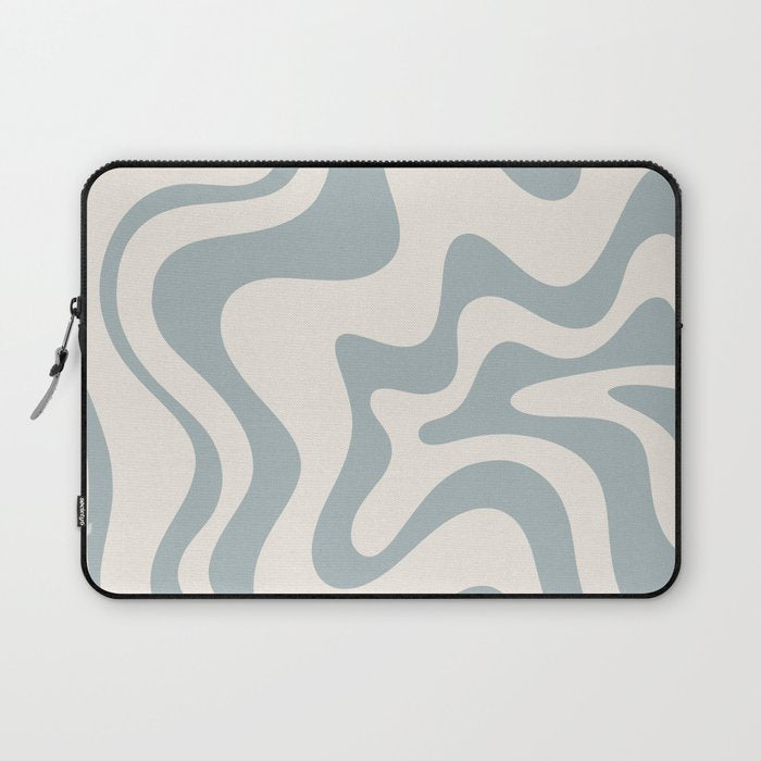Liquid Swirl Abstract Pattern in Light Blue-Gray and Cream Laptop Sleeve Gallery Image 1