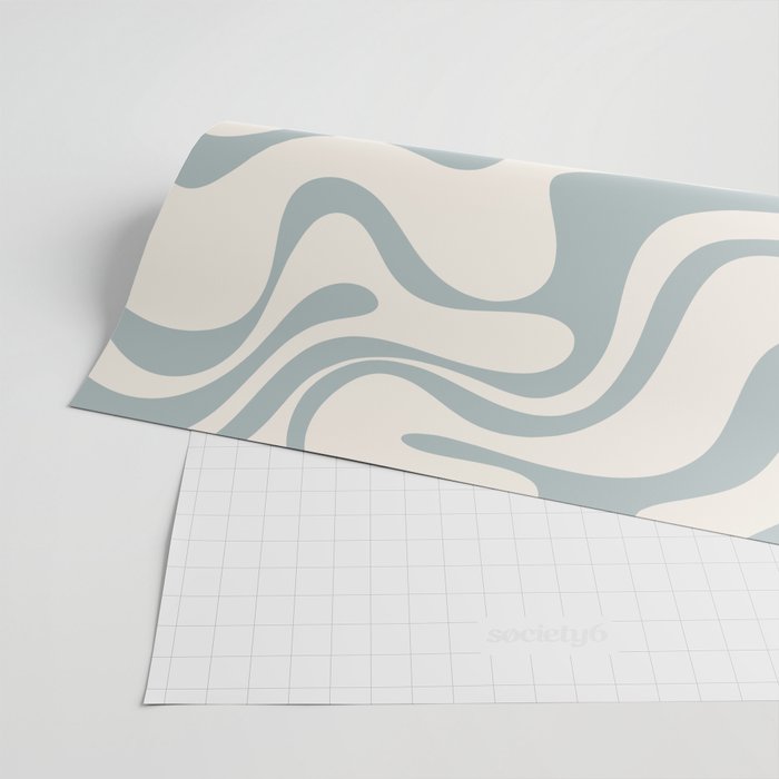 Liquid Swirl Abstract Pattern in Light Blue-Gray and Cream Wrapping Paper Gallery Image 2