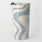 Liquid Swirl Abstract Pattern in Light Blue-Gray and Cream Travel Mug Gallery Image 3
