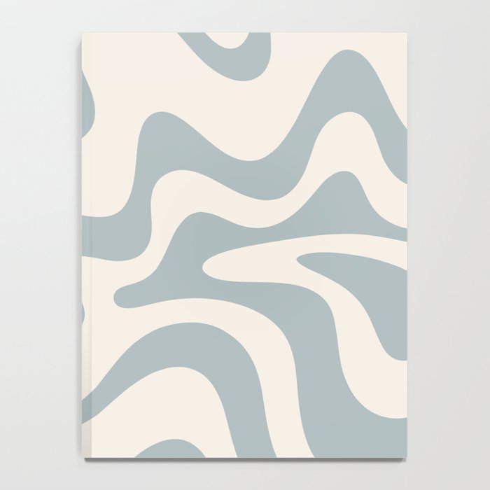 Liquid Swirl Abstract Pattern in Light Blue-Gray and Cream Notebook Gallery Image 4