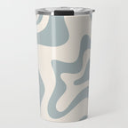 Liquid Swirl Abstract Pattern in Light Blue-Gray and Cream Travel Mug Gallery Image 1