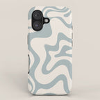 Liquid Swirl Abstract Pattern in Light Blue-Gray and Cream iPhone Case Gallery Image 1