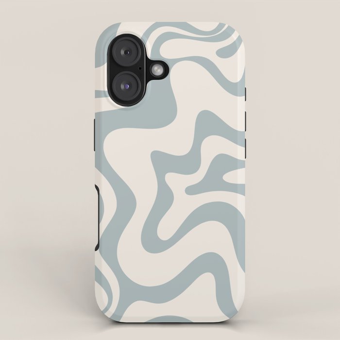 Liquid Swirl Abstract Pattern in Light Blue-Gray and Cream iPhone Case Gallery Image 1
