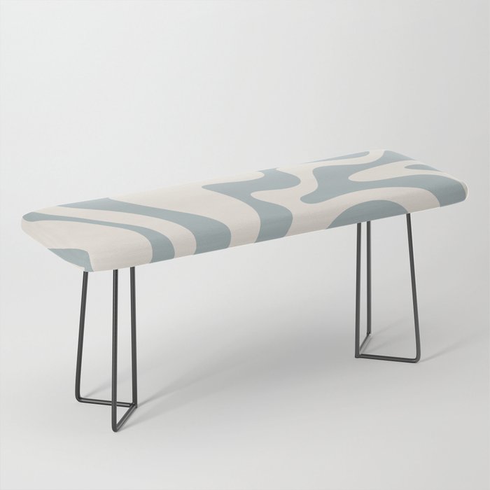 Liquid Swirl Abstract Pattern in Light Blue-Gray and Cream Bench Gallery Image 1