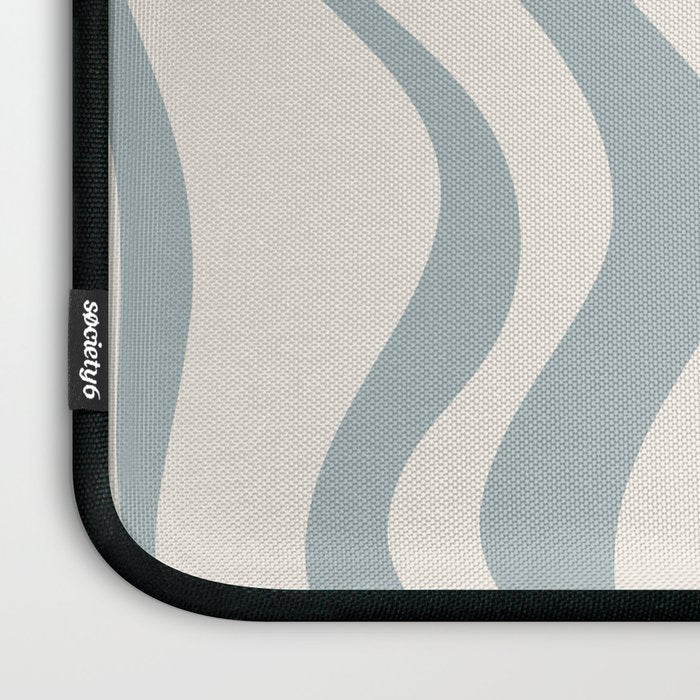Liquid Swirl Abstract Pattern in Light Blue-Gray and Cream Laptop Sleeve Gallery Image 3
