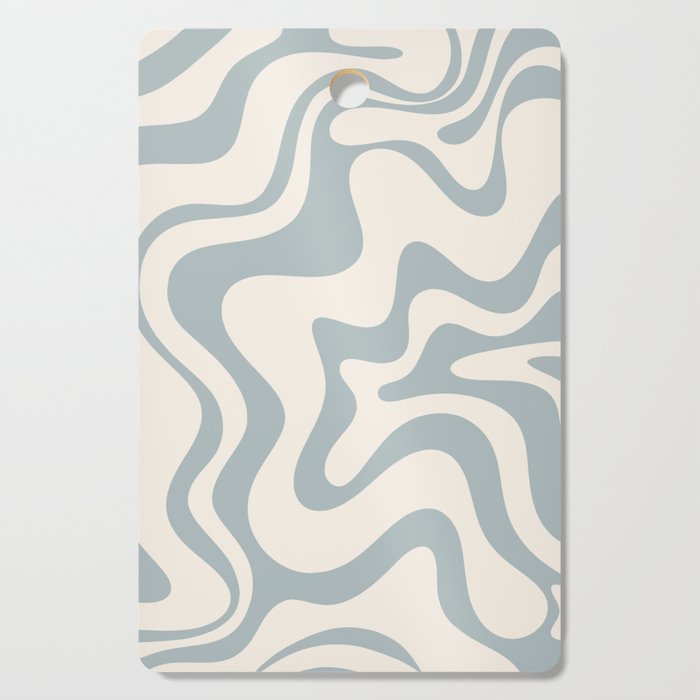 Liquid Swirl Abstract Pattern in Light Blue-Gray and Cream Cutting Board Gallery Image 1
