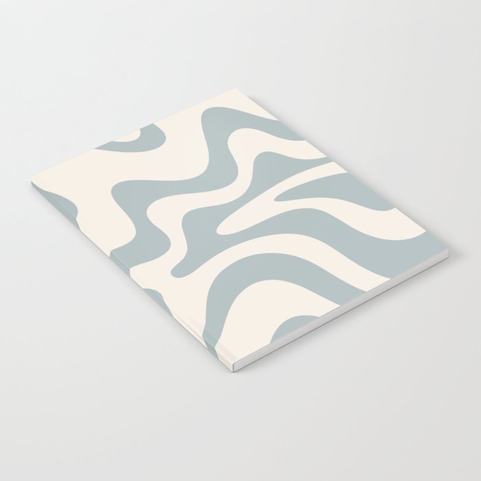 Liquid Swirl Abstract Pattern in Light Blue-Gray and Cream Notebook Gallery Image 1