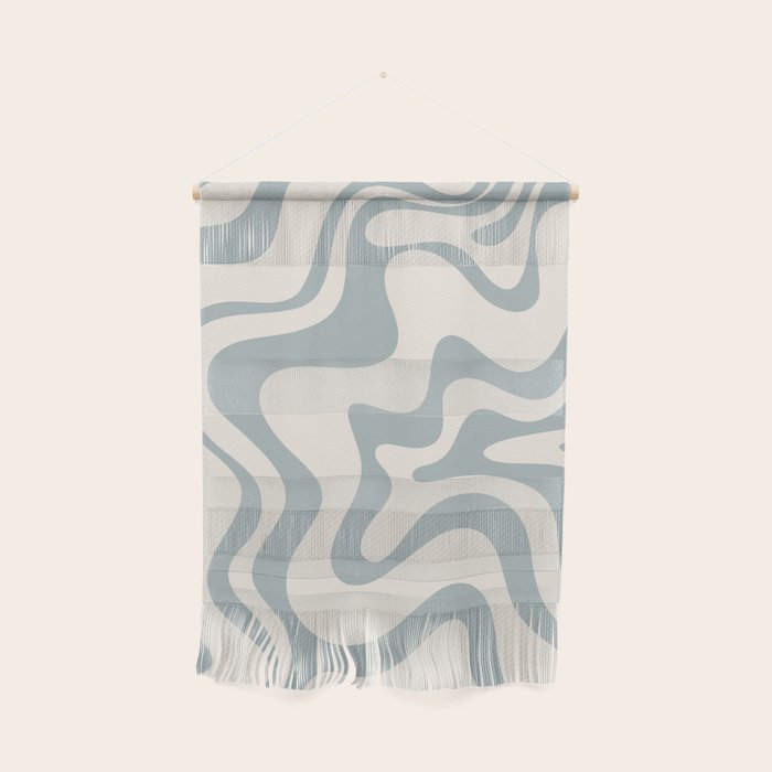Liquid Swirl Abstract Pattern in Light Blue-Gray and Cream Wall Hanging Gallery Image 1