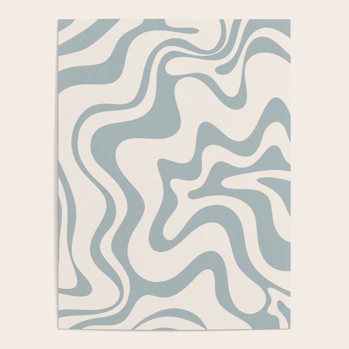 Liquid Swirl Abstract Pattern in Light Blue-Gray and Cream Poster Gallery Image 4