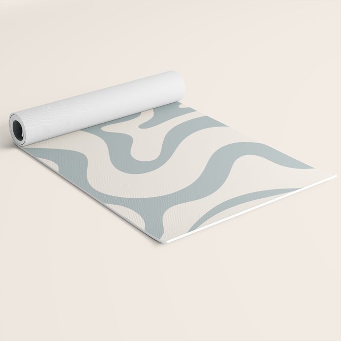 Liquid Swirl Abstract Pattern in Light Blue-Gray and Cream Yoga Mat Gallery Image 2