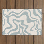 Liquid Swirl Abstract Pattern in Light Blue-Gray and Cream Outdoor Rug Gallery Image 1