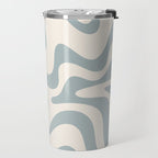 Liquid Swirl Abstract Pattern in Light Blue-Gray and Cream Travel Mug Gallery Image 2