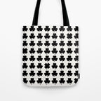 Clovers I Black and White Botanical Pattern Tote Bag Gallery Image 1