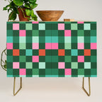 Christmas Checks Pattern - Green Red and Pink Credenza Gallery Image 1