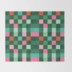 Christmas Checks Pattern - Green Red and Pink Throw Blanket Gallery Image 2
