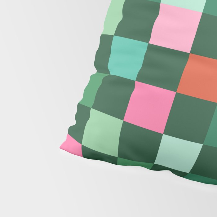 Christmas Checks Pattern - Green Red and Pink Pillow Sham Gallery Image 4