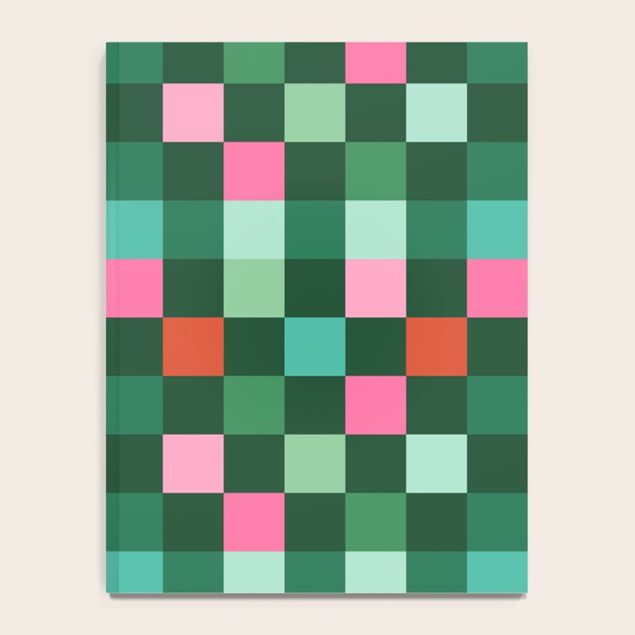Christmas Checks Pattern - Green Red and Pink Notebook Gallery Image 4