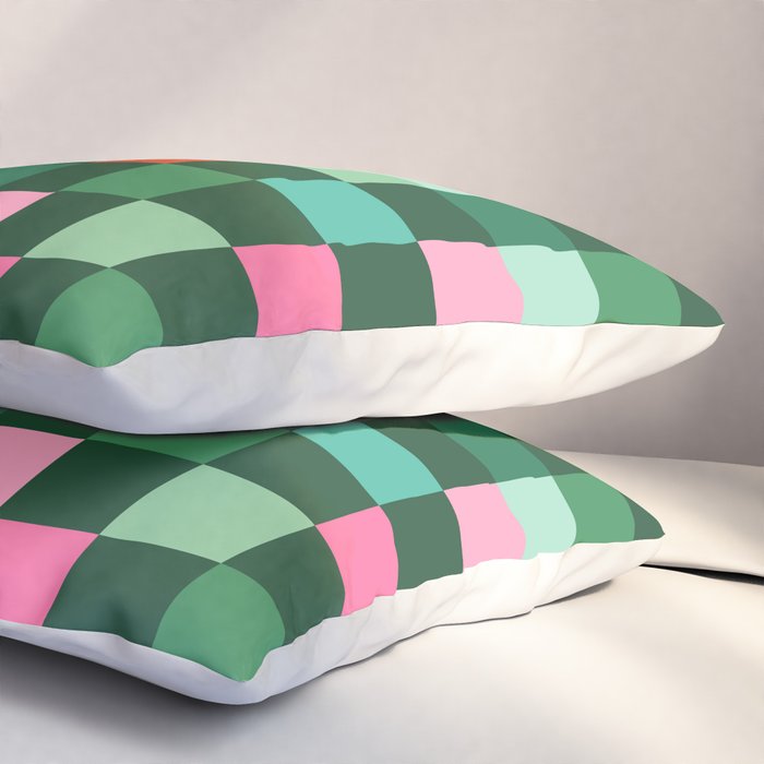Christmas Checks Pattern - Green Red and Pink Pillow Sham Gallery Image 3