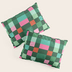 Christmas Checks Pattern - Green Red and Pink Pillow Sham Gallery Image 3