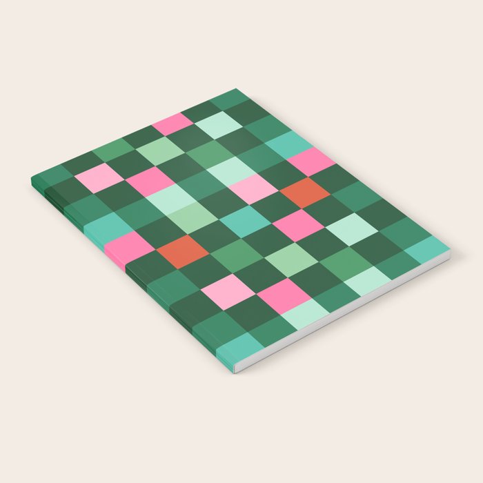 Christmas Checks Pattern - Green Red and Pink Notebook Gallery Image 2