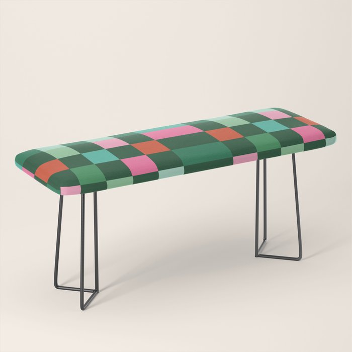 Christmas Checks Pattern - Green Red and Pink Bench Gallery Image 1