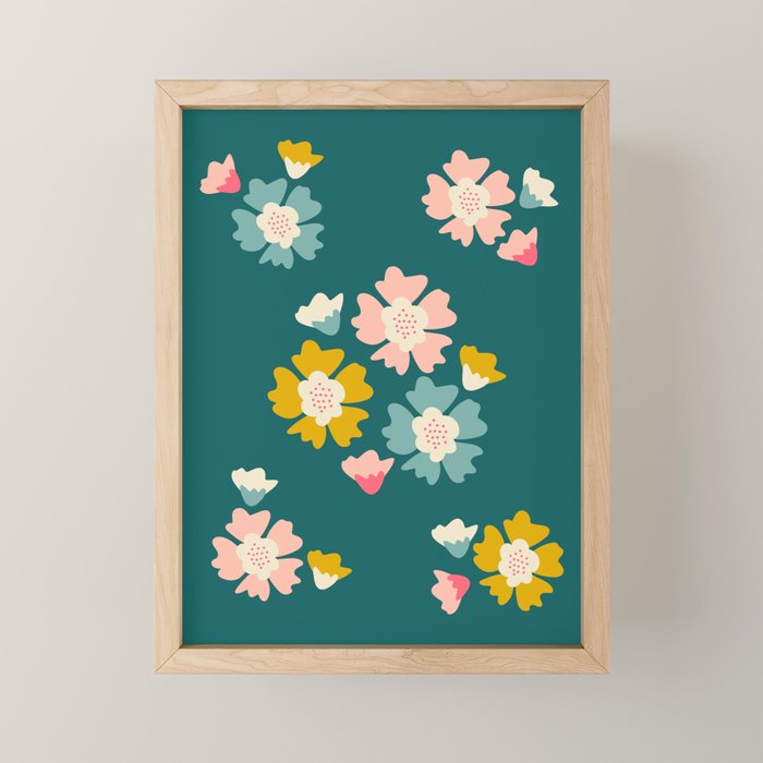 Blooming Flower - Green  Mini Art Print Gallery Image 1