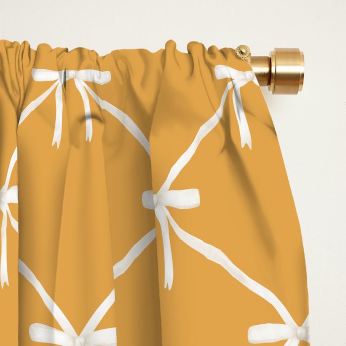 Bows & Ribbons Pattern XIX Peach Orange Window Curtain Gallery Image 2
