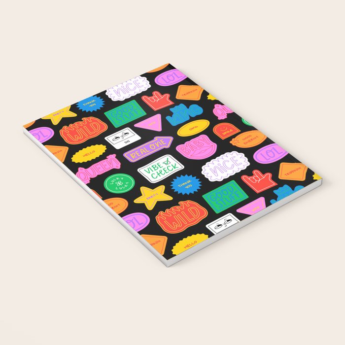 Funny retro sticker quote cartoon pattern Notebook Gallery Image 3