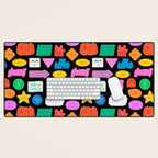 Funny retro sticker quote cartoon pattern Desk Mat Gallery Image 1